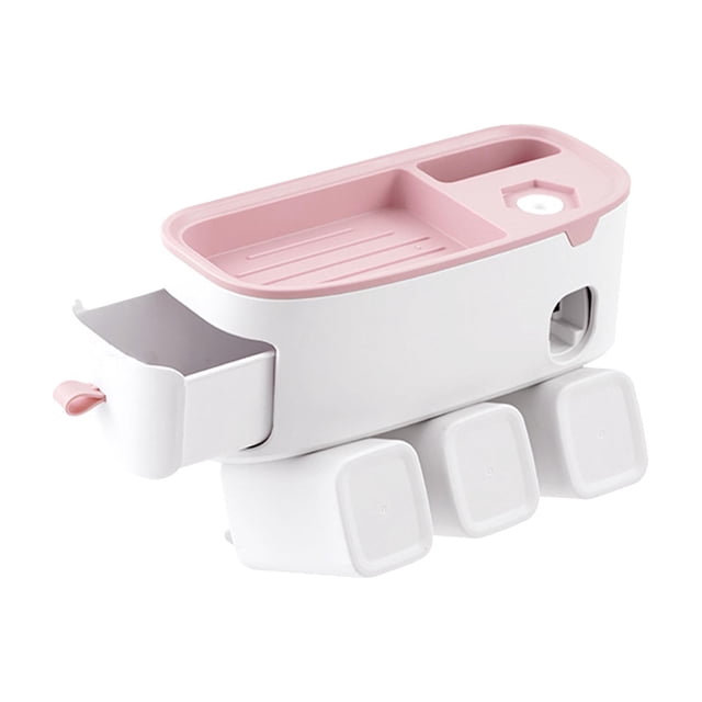 Dispensador multifuncional de cepillos de dientes y pasta de dientes, para montaje en pared. Rosa