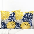 thumbnail image 2 of Decorative Throw Pillow Covers Set of 2 Blue Yellow pillow covers 18x18 Inch Couch Pillow Covers for Sofa Living Room Outdoor throw pillow cover Linen Floral Flower Farmhouse Pillowcase, 2 of 6