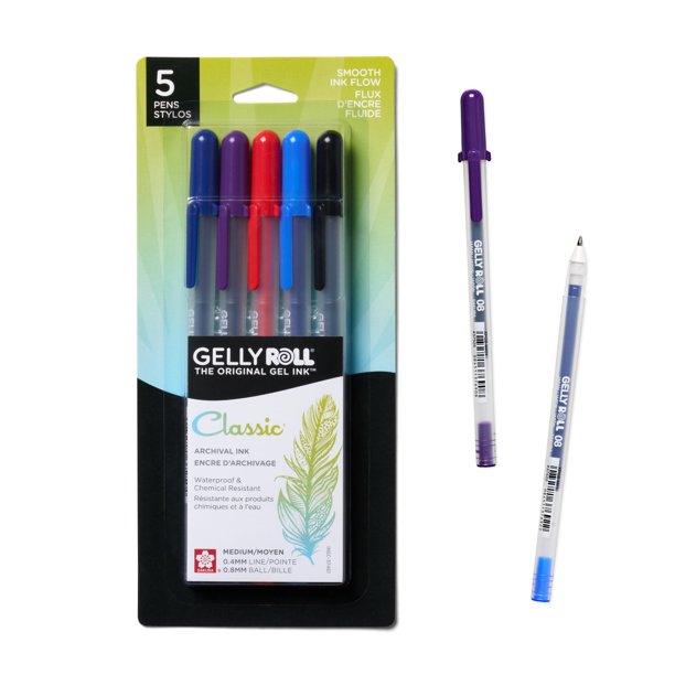 Bolígrafos de gel SAKURA Gelly Roll, tinta de punto medio, paquete de 5