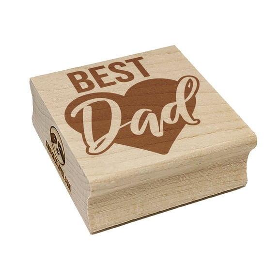 Best Dad in Heart Father's Day Square Rubber Stamp Stamping Scrapbooking Crafting - Small 1.25in