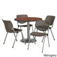 thumbnail image 5 of KFI Studios Mode Round 3' Dining Table Set, Medium Oak, 4 Brownstone KOOL Chairs, 5 of 5