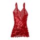 thumbnail image 5 of Vestido de tirantes finos con lentejuelas para mujer Sunnimix Vestido ceñido con cuello en V Lentejuelas Rojo, 5 of 7
