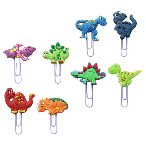 GOOHOCHY 8Pcs Lovely Dinosaur Shaped Paper Clips for Organizing Documents Photos Tickets and More Assorted