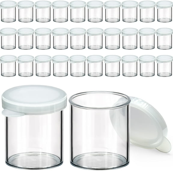 DecorRack 30 Plastic Mini Containers with Lids, 1 oz Small Clear Storage Jars for Crafts, Beads, Jewelry, Spices, and Travel