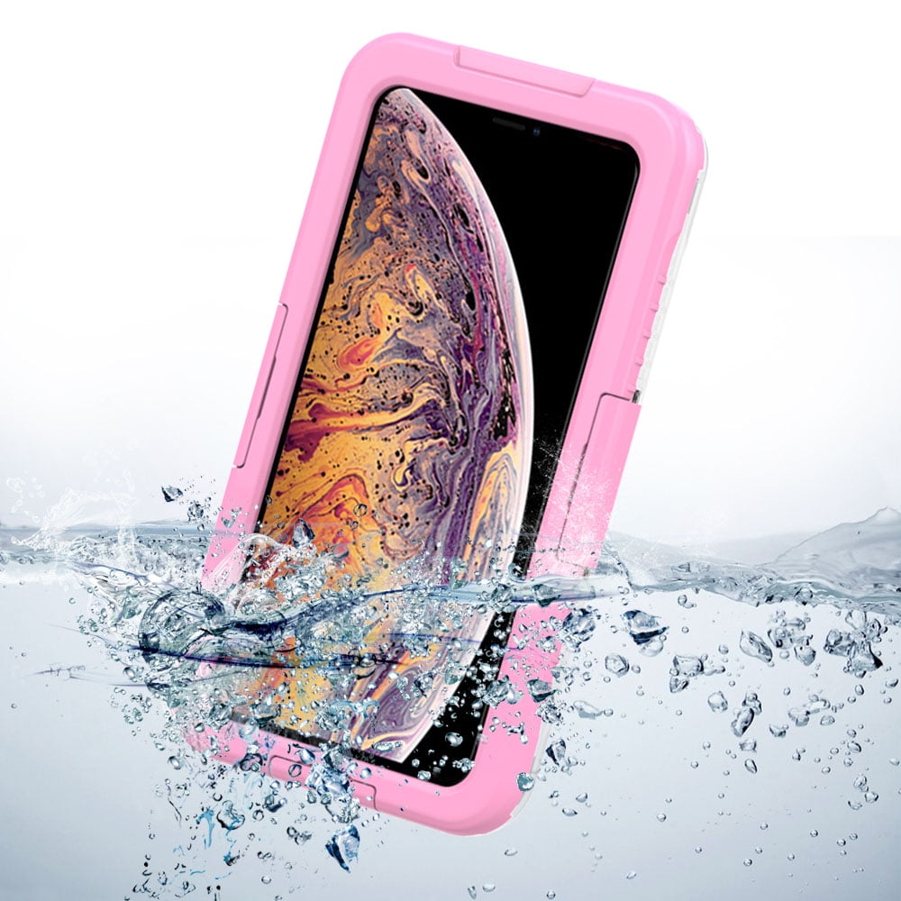 Premium Waterproof Sealed Hard Case for Apple iPhone XS Max with Plastic Screen Cover For Swimming, Camping, Outdoor Use (Pink)