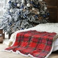 thumbnail image 2 of Plaid Sherpa Throw Blanket, Reversible Micro Fleece TV Blanket All Season for Bed or Couch 50" x 60", 2 of 7