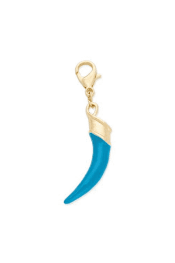 Macys Thalia Sodi Gold-Tone Blue Enamel Horn Clip On Pendant