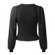 thumbnail image 4 of Suéteres de invierno Gibobby de punto, Blusa de manga larga de encaje, cuello redondo, negro, M, 4 of 4