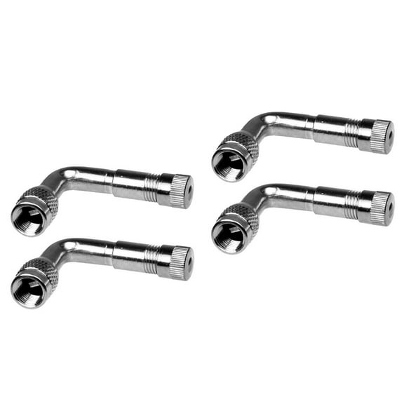 2 Count Right Angled Valve 90 Degree Stem Car Extension Silver