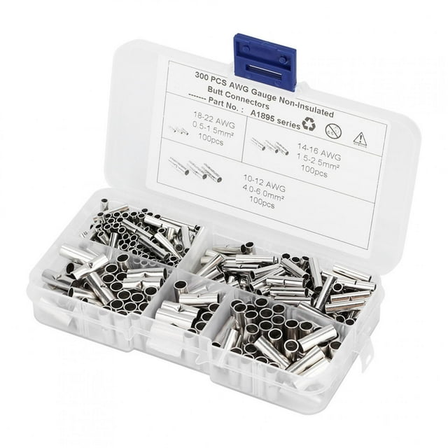 Kit de terminales de engarce estañados con conector de cable de empalme a tope de cobre sin aislamiento, 300 Uds., para barco y automóvil