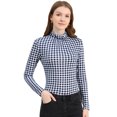 thumbnail image 1 of INSPIRE CHIC Blouse Décontractée à Carreaux à Manches Longues et Col Roulé pour Femmes, 1 of 6
