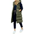 thumbnail image 1 of Inevnen Women's Long Quilted Vest Hooded Sleeveless Puffer Vest Padded Coat Winter Outerwear, 1 of 7