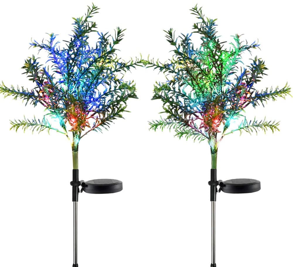 Solar Garden Lights Tree Outdoor,2P MultiColor Solar Christmas Tree Lights,Solar Pathway Lights