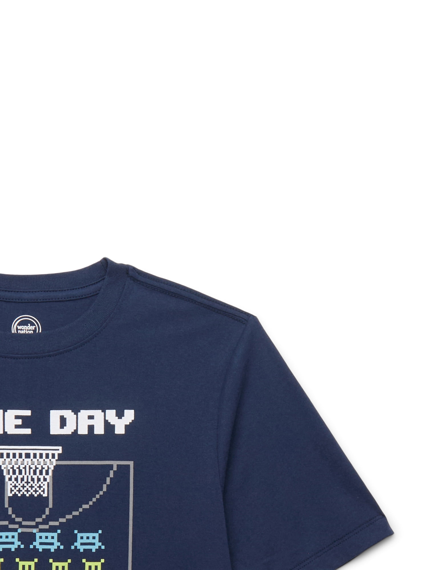 Wonder Nation Game day Game on, Crew Neck, Short Sleeve, Graphic T-Shirt, Sizes 4-18