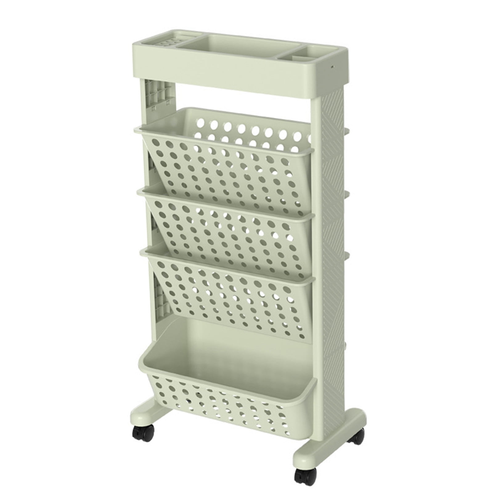 Tupukom 4-Tier Rolling Utility Cart Laundry Room Bathroom Organizers and Storage Office Shelves for Art Craft Diaper Bedside Snack,Green,Furniture