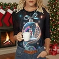 thumbnail image 2 of LiMoi Women's Round Neck Tshirt for Christmas Three Quarter Sleeve with Xmas Print Tees Tops Blouse My Items, 2 of 6