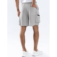 thumbnail image 3 of APTRO Men's Cargo Shorts 9" Elastic Waist Drawstring Summer Casual Corduroy Work Shorts with Zipper Pockets Light Gray L, 3 of 7