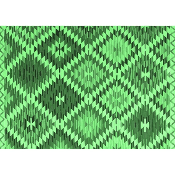 Ahgly Company Indoor Rectangle Southwestern Emerald Green Country Area Rugs, 6' x 9'