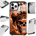 thumbnail image 1 of Compatible with iPhone 12 Pro Max Hybrid Fusion Guard Phone Case Cover (Orange Skull Chief), 1 of 1