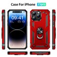 thumbnail image 7 of Allytech Rugged Case for iPhone 15 Pro, Military Grade Protection Shockproof Non-Slip Cover with Metal Rotatable Ring Stand, Magnetic Car Mount Holder Fashion Case for iPhone 15 Pro - Red, 7 of 7