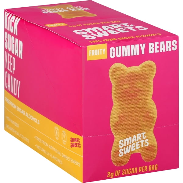 SmartSweets Gummy Bear Candy Fruity, 1.8 oz bags (box of 12