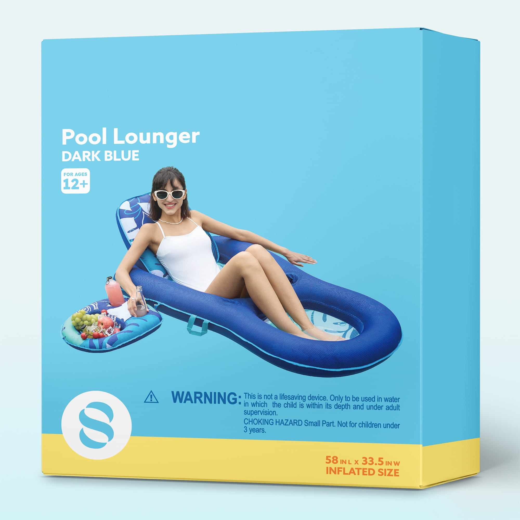 Joyfy Pool Lounger Float for Adult, Inflatable Pool Floats Lounger Raft Floaties Water Floating Recliner Chair with Cup Holders Foot Rest Swimming Pool Floaty