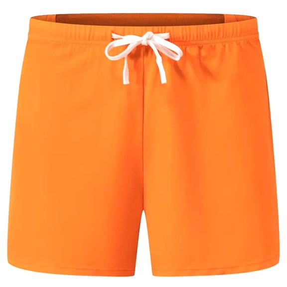 FRSASU Mens Quick Dry Shorts Men's Running Elastic Waist Zippered Drawstring Shorts with Pocke Workout Exercise Orange