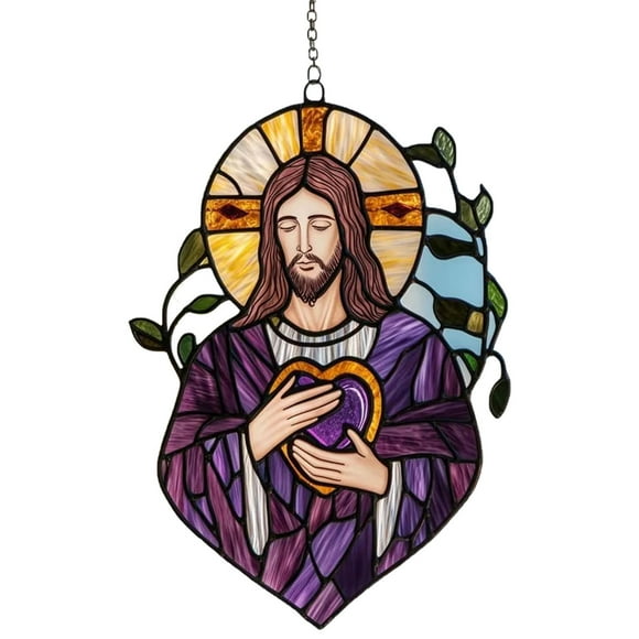 6/8 Inch Christ Acrylic Stained Glass Window Hanging for Home Church