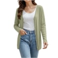thumbnail image 3 of Vivianyo HD Women's Thin Knit Cardigan V-Neck Long Sleeve, Casual Open Layering Sweater for Women Button Front , Women's Green, Sizes S-L, 3 of 8