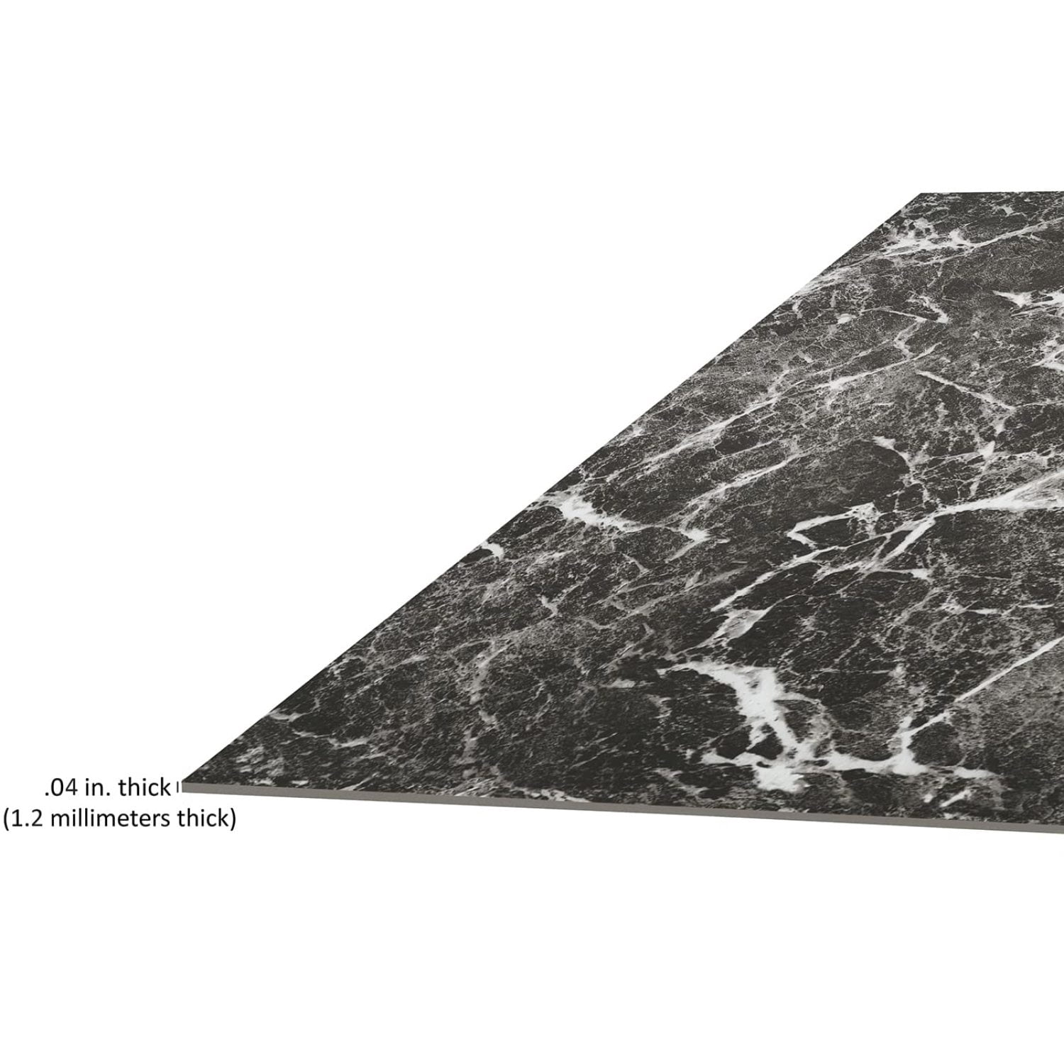Charcoal Marble Black Vinyl Floor Tiles Self Stick Peel Flooring 12" x 12", 1-Pack (20 Pieces)