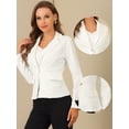 thumbnail image 2 of INSPIRE CHIC Chaqueta de mezclilla lavada de manga larga con botones y solapa con muesca para mujer Azul clásico L, 2 of 4