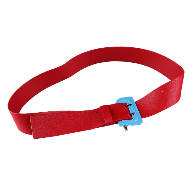 Nuevo cinturón de cintura fina de cuero PU para mujer, estiramiento elástico vintage rojo Sunnimix Cinturón de cuero de la PU