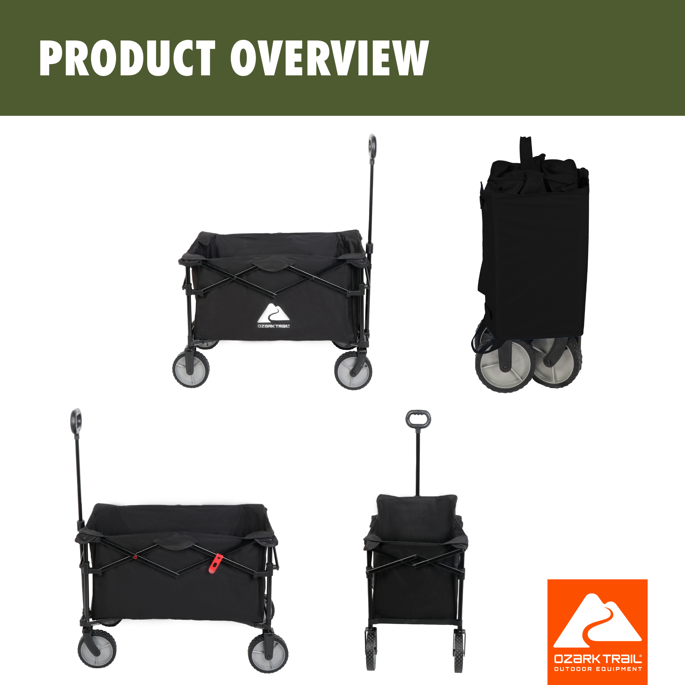 Ozark Trail Multi-Purpose Folding Wagon, Black photo 5