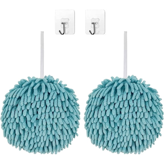 LINLIN 2-Pack Chenille Hand Towels,Kitchen Hand Towels with Loop,Bathroom Hand Towels Hanging,Quick Dry Cloths for Cleaning,Soft Absorbent Microfiber Hand Towels