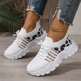 thumbnail image 3 of Chaussures de Marche Épaisses Léopard pour Femmes, Confortables, en Maille, Mousse à Mémoire, Entraînement, Tennis, Course, Espadrilles, 3 of 5
