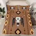 thumbnail image 2 of jejeloiu Retro Bull Skull Bed Sheets,Rustic Western Aztec King Sheets,Bohemian Geometric Rhombus Sheet Set For Boys Kids,Microfiber Bedroom Decor,4-Piece, 2 of 7