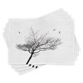thumbnail image 1 of Ambesonne White Place Mats Set of 4, Tree Flying Birds, Standard Size, Black White, 1 of 6