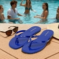 thumbnail image 4 of Cloud Flip Flops for Women,Memory Foam Flats Summer Sandals for Women Leather Lightweight Womens Sandals,Summer Beach Slippers, 4 of 5