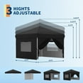 thumbnail image 3 of Heavy Duty 10x10 FT Pop Up Canopy Tent with 4 Sidewalls, One Push Setup, Reinforced Frame, Portable Roller Bag, Adjustable Height, Sandbags, Silver Coated, 3 of 4