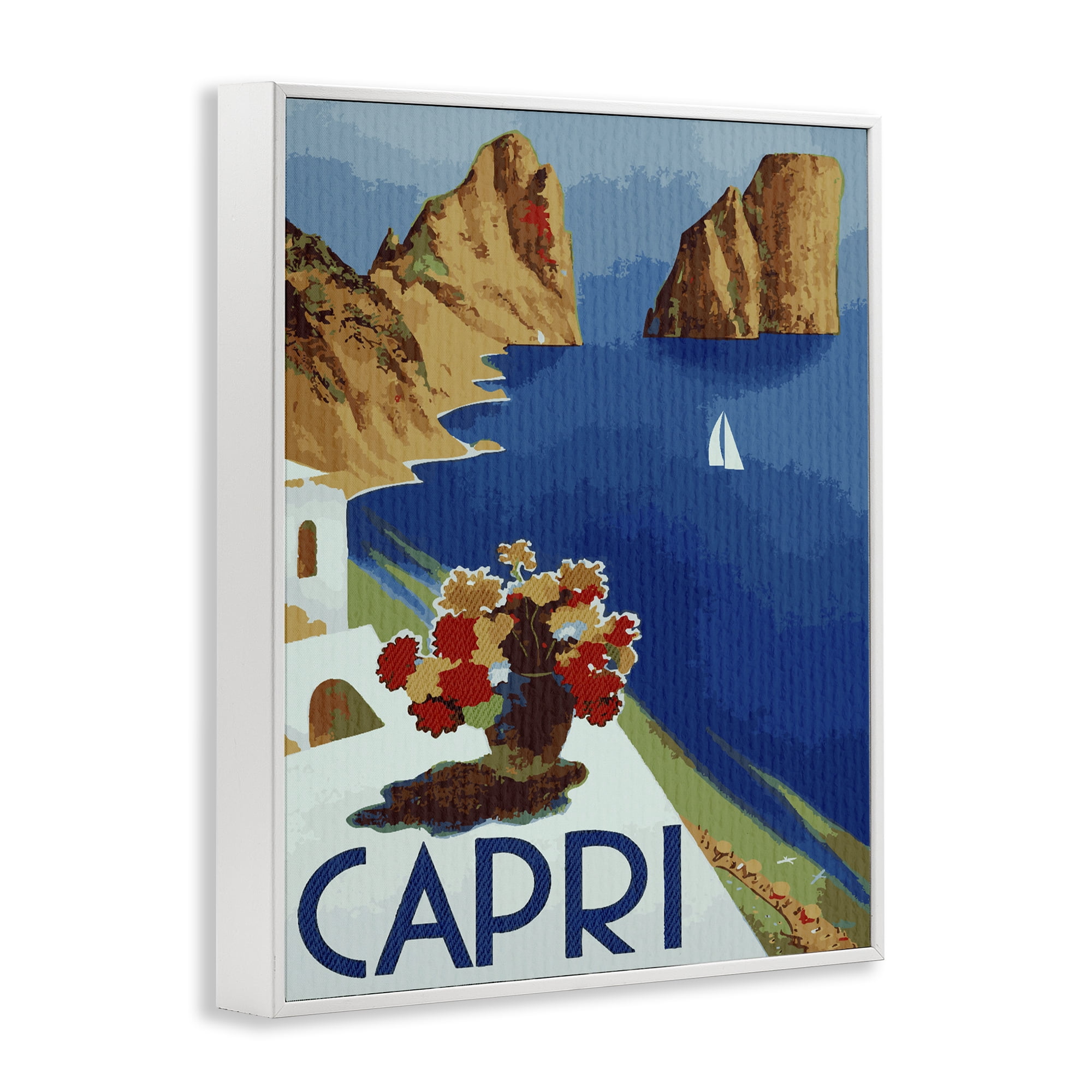 Stupell Industries Capri Island Cliffs White Framed Giclee Art, design by Lil' Rue