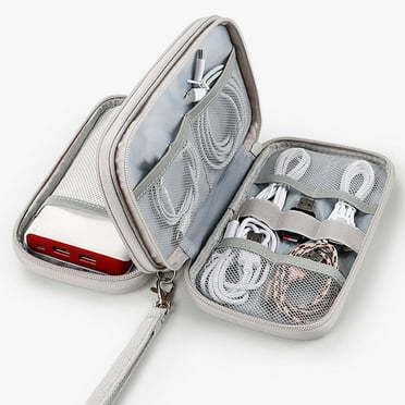 OFFIGAM Light Grey USB Cables Storage Bag with Large Space for Portable Hard Drives and Power Bank