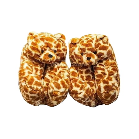

Crocowalk House Slippers for Women Kids Teddy Bear Slippers Slip On Furry Indoor Shoes Girls Leopard 5.5-8