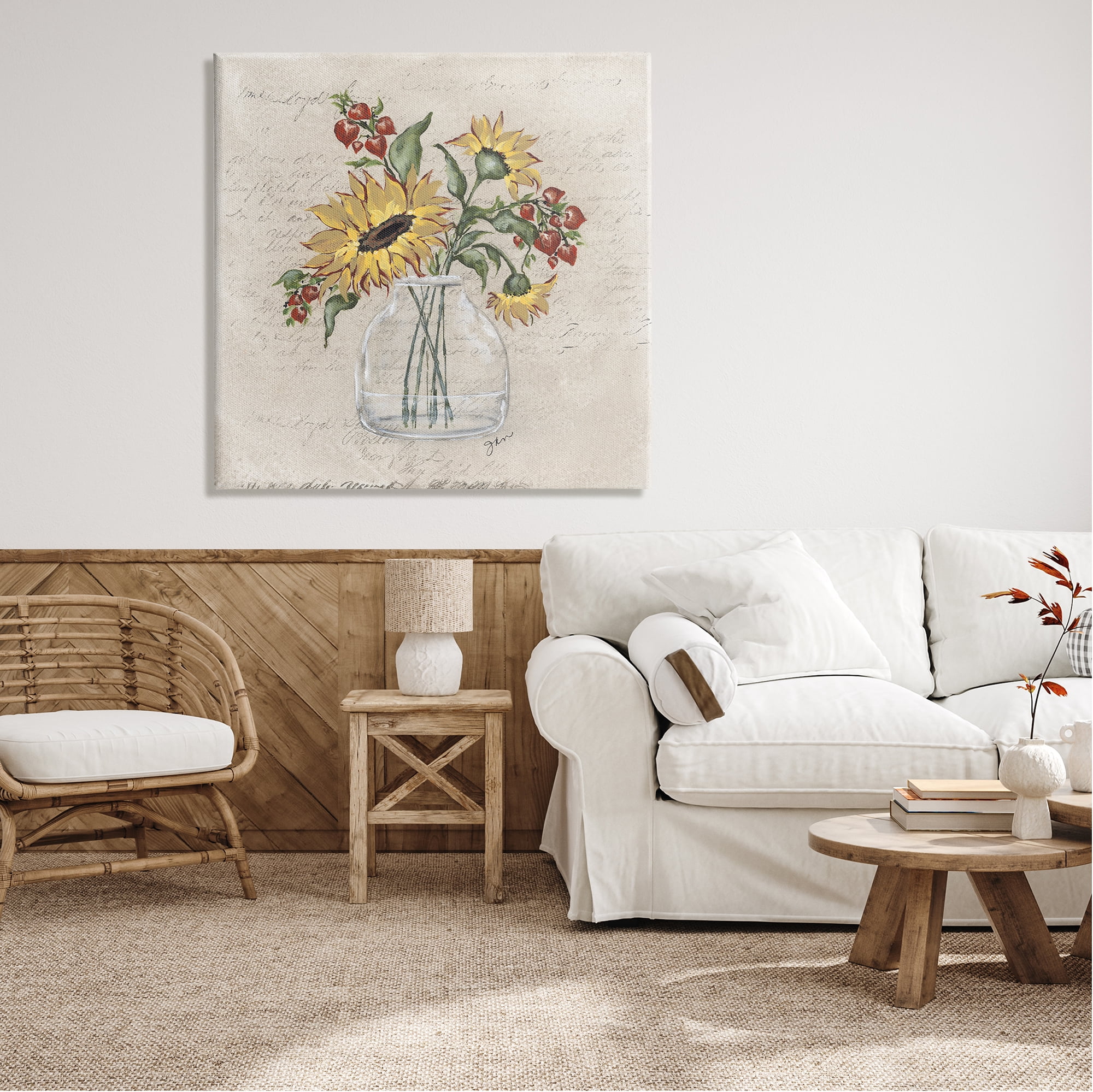 Stupell Vintage Mixed Sunflower Arrangement Botanical & Floral Painting Gallery Wrapped Canvas Print Wall Art
