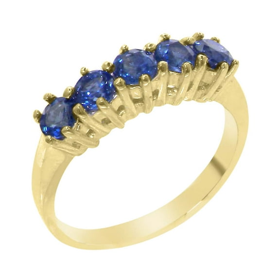 LBG British Made 14k Yellow Gold Natural Sapphire Ladies Eternity Ring - 33 size options - Size 10
