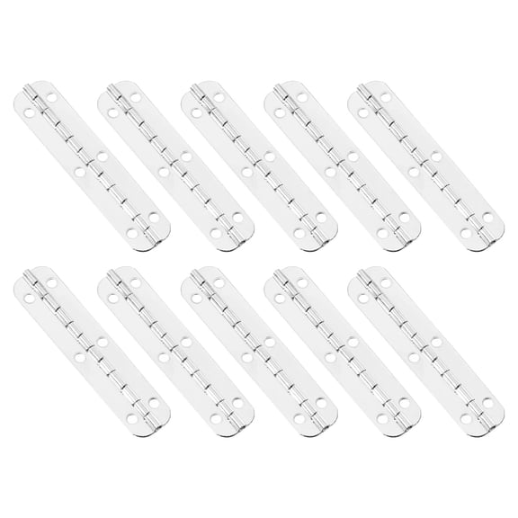 180 Degree Long Folding Butt Hinges with Screws, 65x15mm White Nickel, 10 Pcs