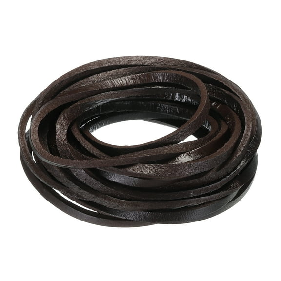 3.3 Yards 3mm Vintage Flat Leather Cord, Leather Strips for DIY Making Crafts Coffee