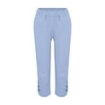 thumbnail image 6 of iHPH7 Straight Leg Pants Women, Gauze Pants, Loose Pants for Women Summer, Elastic Waist Pants for Women, Lightweight Pants Women, Sky Blue M, 6 of 9