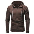 thumbnail image 2 of Sweat à Capuche Homme Couleur Unie Ample Mode Décontractée Manches Longues Fermeture Éclair, 2 of 9