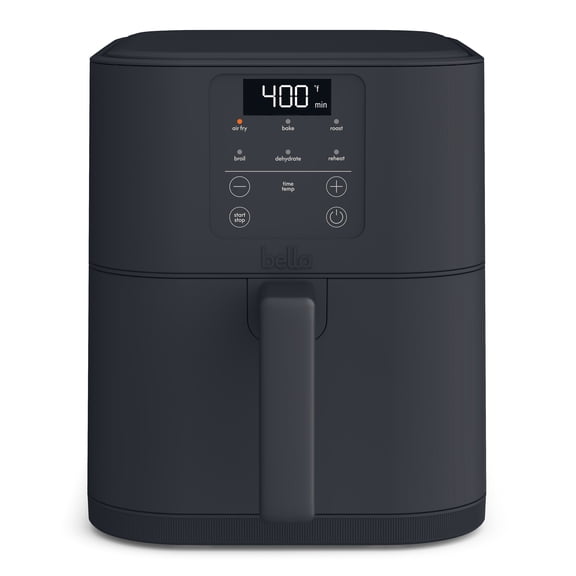 bella AIRFRY 6 Qt Slim Digital Air Fryer with EverGood Ceramic Nonstick Coating, 6 Preset Cooking Options, Slate
