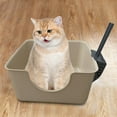 thumbnail image 6 of TOOYFUL Cat Open Top Pet Litter Tray with Cat Litter er, Splashproof, Cat Potty High Sides for Kitten Small Medium Cats Coffee, 6 of 10